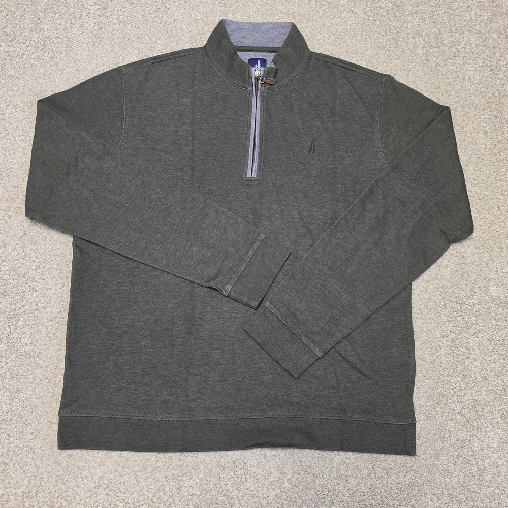 Johnnie-O Mens LG 1/4 Zip Pullover Pine Green Gray Cotton Modal Performance Golf